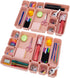 KeFanta 22 Pack Desk Drawer Organizers, Interlocking Storage with 3 Sizes for Office, Bathroom, Pink