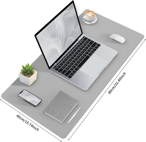 Bloss Large Desk Pad, Non-Slip Desk Mat, Waterproof Desk Blotter, Easy to Clean - Light Grey (31.5 x 15.7 Inches)