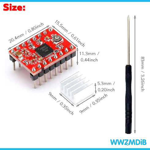 A4988 Stepper Motor Drive with Heat Sink: For Arduino, 3D Printer, CNC Machine, Robotics (3Pcs)