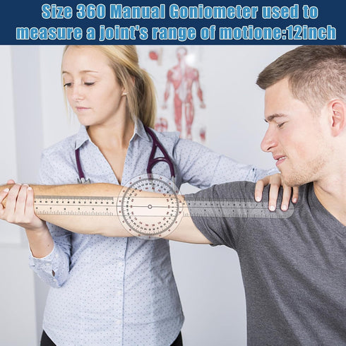 12 Inch Goniometer, 360 Clear Motion Measurement Angle Ruler for Physical Therapy