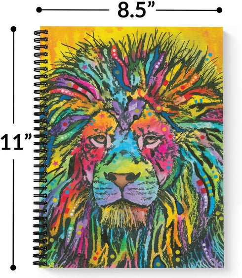 Softcover Lion Good Dean Russo Spiral Notebook/Journal, 8.5" x 11", 120 Wide Ruled Pages, Durable Gloss Laminated