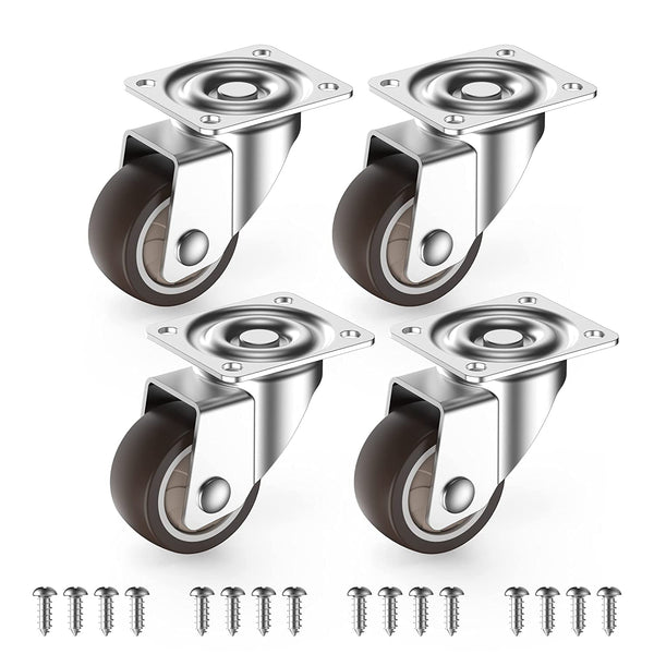 1 Inch Small Caster Wheels for Furniture, Low Profile Casters Set of 4, Total Capacity 90 Lbs