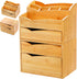 Yopay 2 Pack Bamboo Desk Organizer, Stackable with 3 Drawers, 100% Bamboo for Stationery, Makeup Vanity, Fully Assembled