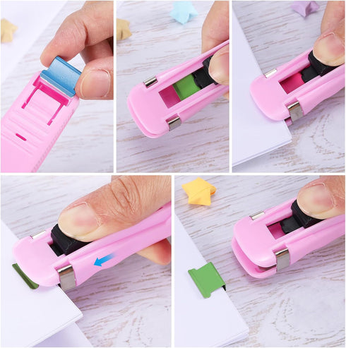 PATIKIL 4.5" x 1" Clam Clip Dispenser, 1 Pcs Binder Clam with 50 Pcs Clips for Office Home Documents, Light Blue