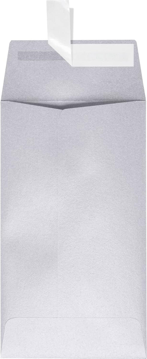 LUXPaper #5 1/2 Coin Envelopes in 80 lb. Silver Metallic for Coin Collections, Small Inventory Items, and Stamps, 50 Pack, Envelope Size 3 1/8 x 5 1/2 (Silver) by LUXPaper