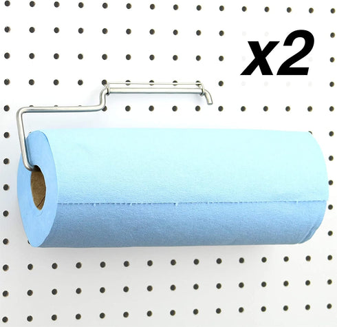 RightArrange Pegboard Paper Towel Holder - 2-Pack Stainless Steel Hooks for Peg Board Organization