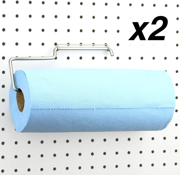 RightArrange Pegboard Paper Towel Holder - 2-Pack Stainless Steel Hooks for Peg Board Organization