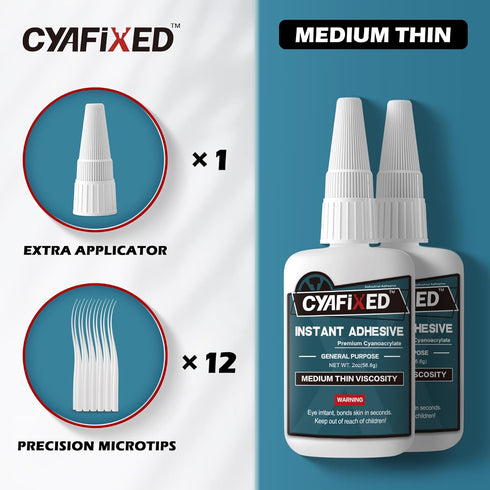 Strong Cyanoacrylate (CA) Super Glue - Fast Curing Medium-Thin Viscosity Instant Adhesive, 4 oz. for Permanent Repair