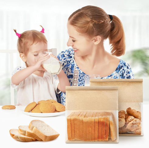 50 11 8.7 4.3 Inches Packaging Ohuimrt PCS Paper Bread Bags for Homemade Breads, x x Kraft Bakery Bags with Tin Tie Tab