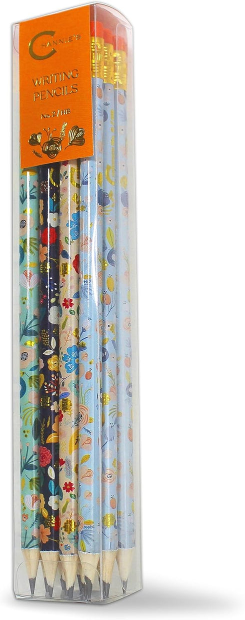 Channie's Number 2 Floral Pencil Set, Colorful Pencils with Floral Design for Sketching, Pack of 12