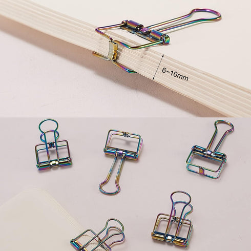 LiQunSweet Colorful Metal Skeleton Frame Binder Clips, 10 Pcs, 0.75 Inch, Hollow Wire Paper Clip