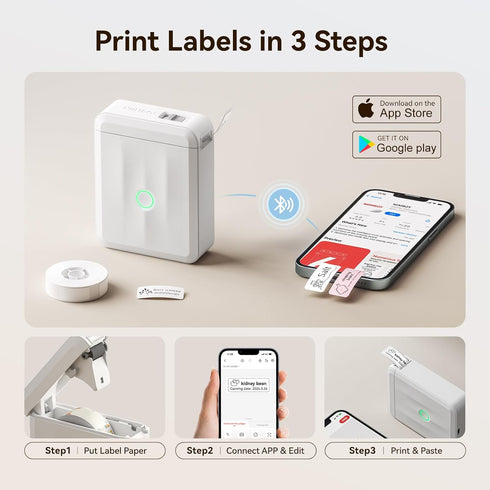 NIIMBOT D110 Mini Label Maker Machine with Tape, Portable Bluetooth Thermal Printer for Office Organization