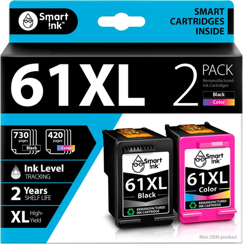 Smart Ink Remanufactured Ink Cartridge Replacement for HP 61 XL Combo Pack (Black & Tri-Color) for Envy 4500