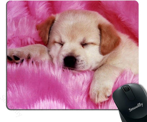 Smooffly Gaming Mouse Pad, Pink Baby Puppies Design, 9.5 x 7.9 Inches