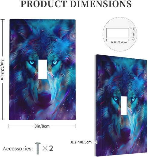 haigof 1 3 5 Inch Mystic Wolf Light Switch Cover Wall Plate Gang Single Plates Print Faceplate Home Decor X