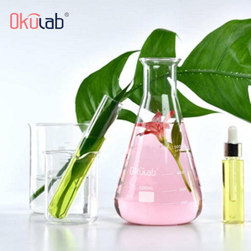 Glass Erlenmeyer Flask Set, Conical Flask Set, Includes Vol. 50, 150, 250ml, Borosilicate Glass 3.3 with Printed