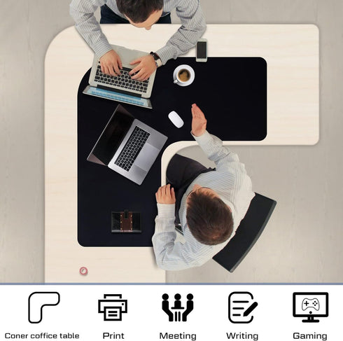 Amylove Setup 36.2 Inches(Black) L Shaped Desk Mat Corner Mouse Pad Waterproof Large Rubber Corner Desk Mat for Office