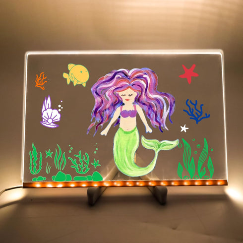 GraduationMall Acrylic Dry Erase Board with Light 11.8 X 7.9 LED Note Message Glass Board with Stand Kids Graduation Gifts for Office School Home by GraduationMall