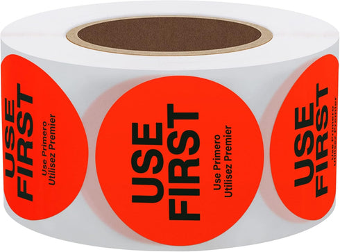 Hybsk Fluorescence USE First Stickers, Restaurant Food Service FIFO Label, 1.5 Inch, 500 Labels Per Roll, Fluorescence