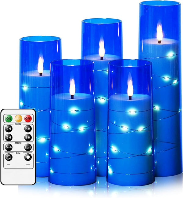 kakoya Flameless LED Candles with Timer 5 Pc Flickering Flameless Candles for