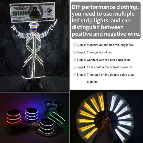 13.2ft, 240LEDs Dimmable, Battery Powered Led Strip Lights, Warm White, with Remote, Timer, Cuttable Suitable