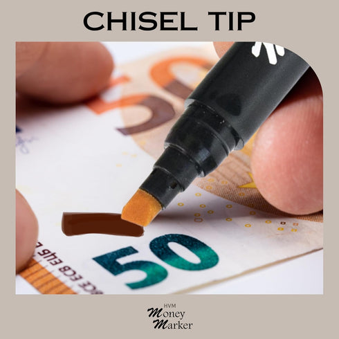 HVM Counterfeit (2 Counterfeit Pack Money Detector Pen Pens) - Money Marker Bill Detector Pen with Upgraded Chisel Tip