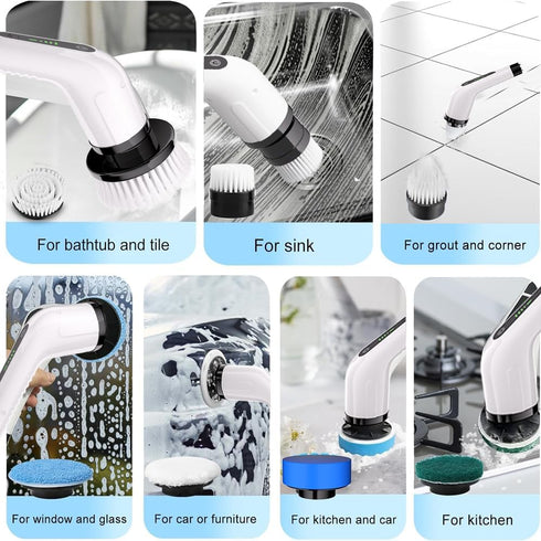 Bamifun 7 Electric Spin Scrubber, Full Body Waterproof Cordless Cleaning Brush with Replaceable Brush Heads Power