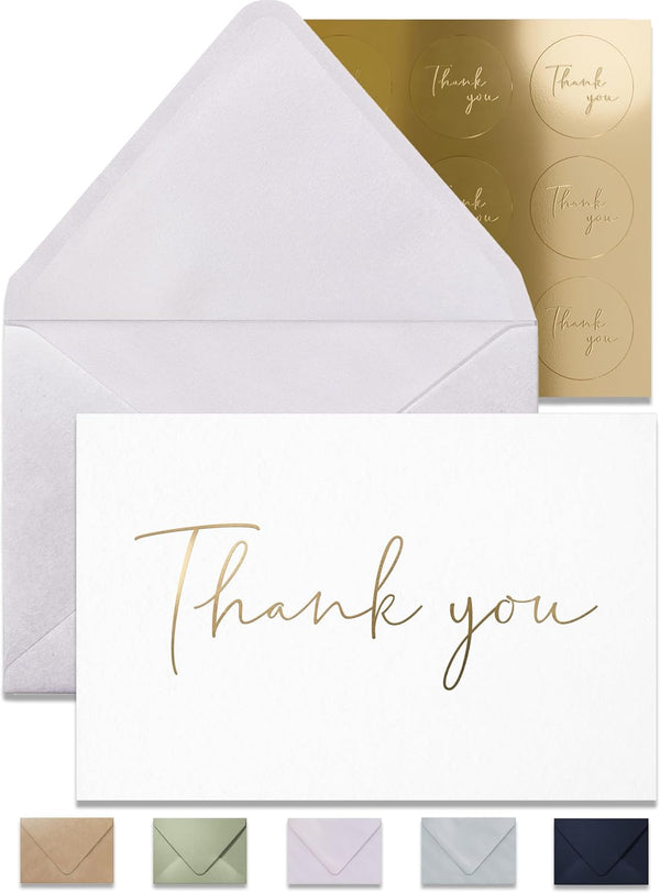 Twistionery Thank You Cards & Envelopes Set - 100 Blank Cards - Wedding,