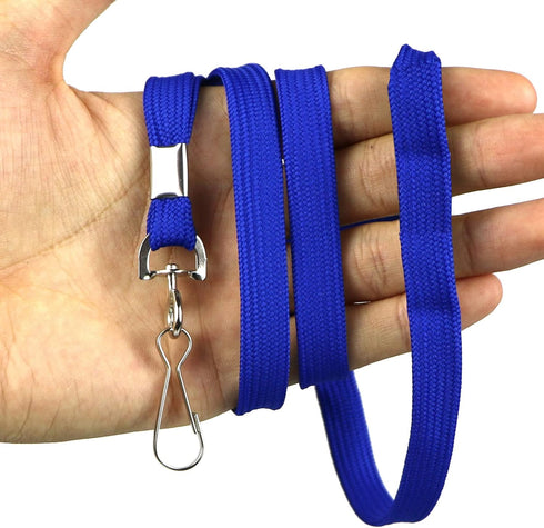Lanyard 50PCS with Swivel Hook Clips for ID Name Badge Holder, Blue