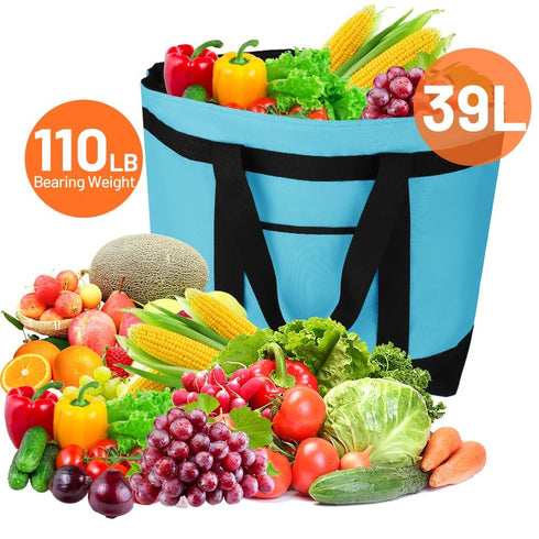 CIVJET 2PK Insulated Grocery Tote Bags, Large Reusable Cooler Bags with Zipper, Leakproof Thermal Shopping Bags