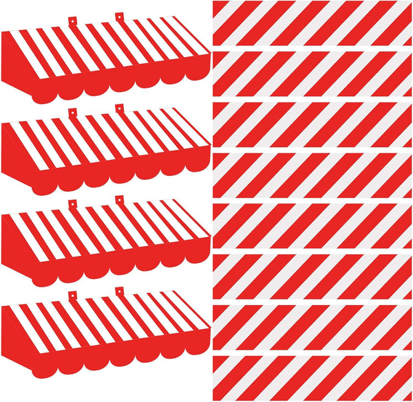 TaoBary 4 Pcs 3D Awning Wall Decorations and 59 ft Bulletin Board Borders Trim for Graduation School Classroom