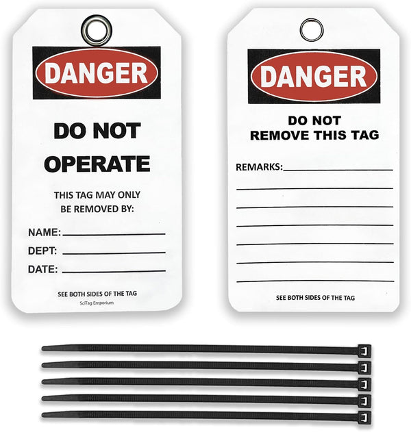 40 Lockout Tagout Tags with 40 Zip Ties, Anti Static, Do Not Operate Tags, OSHA Compliant, Tear Resistant & Weatherproof