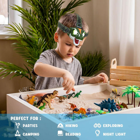 COSOOS LED Headlamp for Kids - Flashlight Camping Gear with Roar & Silent Mode, Lightweight Headlight, Birthday Gift