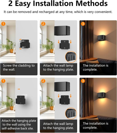 Ainostone Dimmable 2 Pack Motion Sensor Rechargeable Wall Lights Wireless Wall Sconces with Remote Control Up and Down