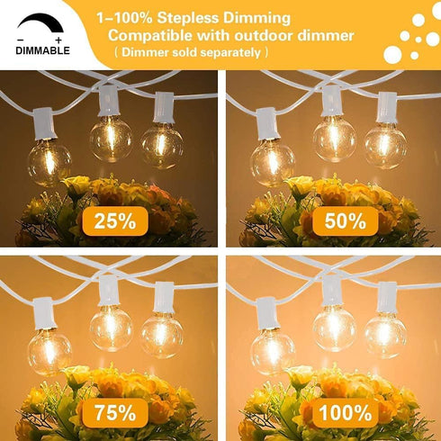SUNTHIN Outdoor White String Lights, 27FT with 14 G40 Shatterproof LED Bulbs, Waterproof Hanging Lights for Yard