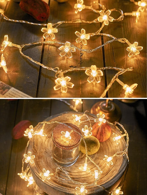 WFGGEH 10ft 20 WLD0006 Flower String Lights, LED USB Powered Cherry Blossom Fairy String Lights for Party Birthday
