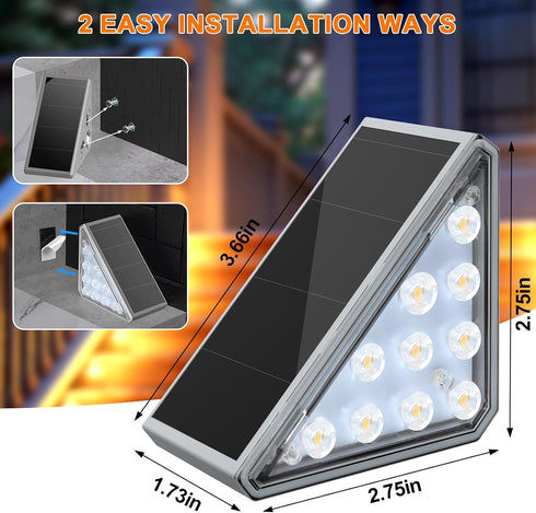 6 Pack IP67 AUDLES Solar Stair Lights Outdoor Stair Lights with Waterproof LED Solar Light for Outside Light Decor