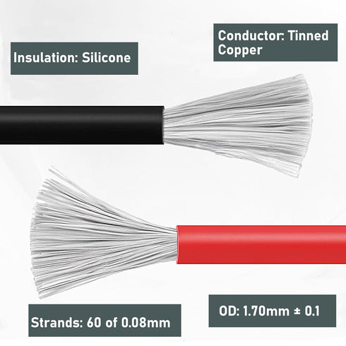 22 22 23ft/7m 6 AWG Stranded Wire Kit Silicone Coated Copper Wires Gauge Pre-Tinned Each Spool, Colors (Black, Red