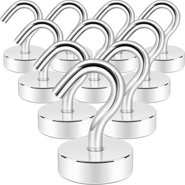 Neosmuk Magnetic Hooks, 30lb Heavy Duty Earth Magnets with Hook, Extra Strong Cruise Hook for Hanging (10 Pack)