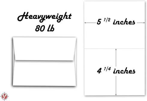 Greeting Cards Set | 4.25 x 5.5 Inches Blank White Cardstock & Envelopes | Perfect for All Occasions | Bulk 50 Set