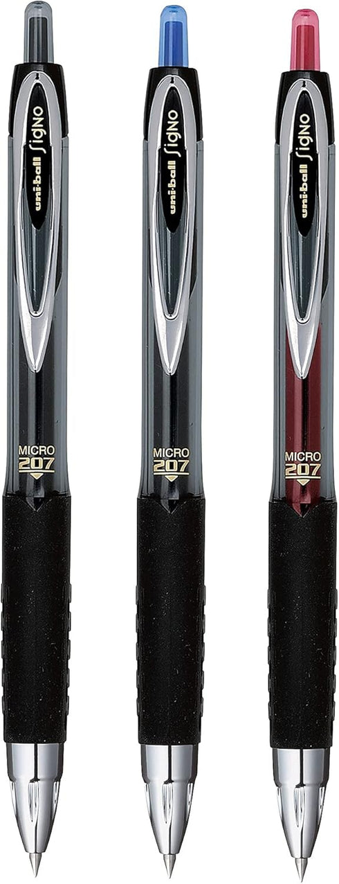 Uni-Ball Signo 207 Gel Pen, 12 Pack, 0.5mm, Black Writing Instrument