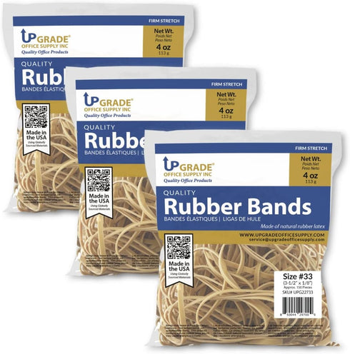 Upgrade Office Supply UPG22733 Rubber Bands, Size #33 Natural Crepe, Made in USA (12 Oz Bag)