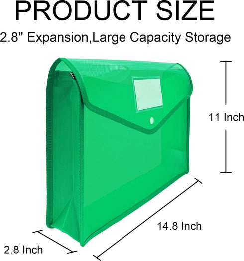 CHEPULA B4 Plastic File Wallet Envelope, Expanding Document Organizer with Snap Closure & Label Pocket, Clear