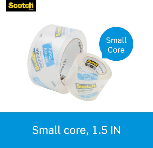 Scotch Heavy Duty Shipping and Moving Packing Tape, Clear, 1.88 in. x 22.2 yd., 3 Tape Rolls with Dispensers