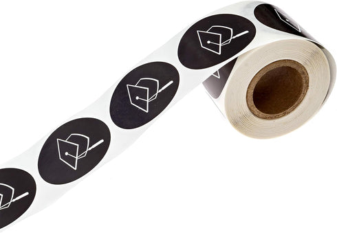 Graduation Stickers - 250 Graduate Labels, 1.5" Black & White Class of 2025 Grad Cap Envelope Seals