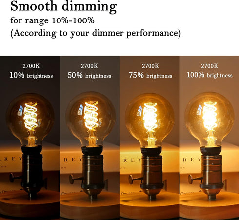 G25(G80) LED Globe Vintage Edison Bulbs, 6W Equivalent, Warm White 2500K, E26 Base, Dimmable, 6 Pack