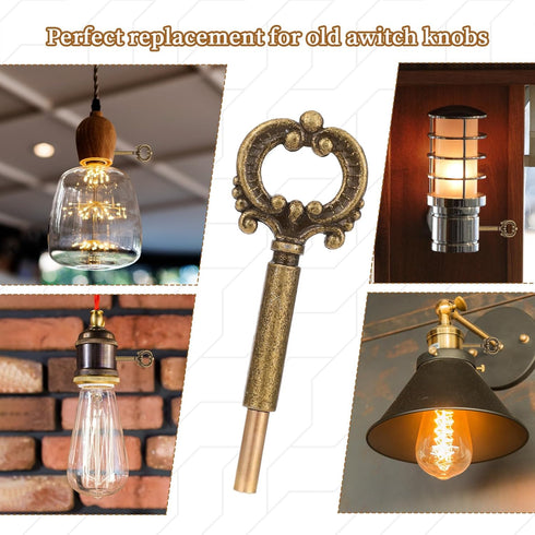 2 Pack Lamp Turn Knob Replacement Switch Knobs with Extensions, On/Off Lamp Socket Key Switch for Bronze Lamps