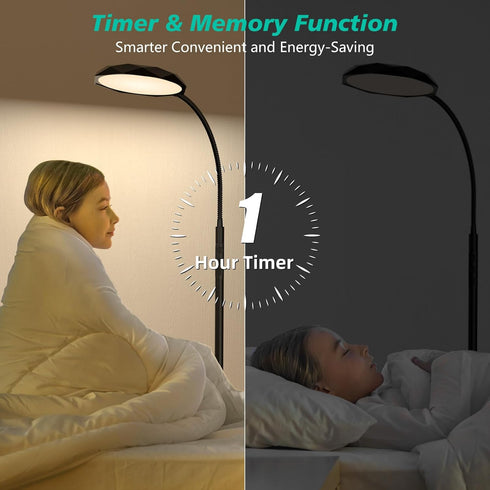 18W Dimmer Floor Lamp, Bright LED Floor Lamps for Living Room with Diamond-Surface, Stepless Adjustable Colors