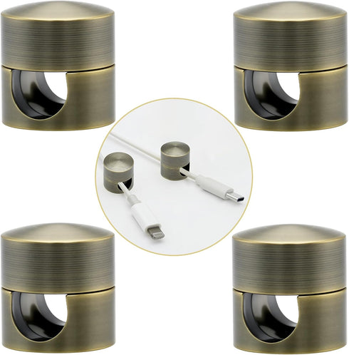 Hpgoxkd 4 Sets Cord Holder for Nightstand,Antique Copper Metal Charger Holders for Cords
