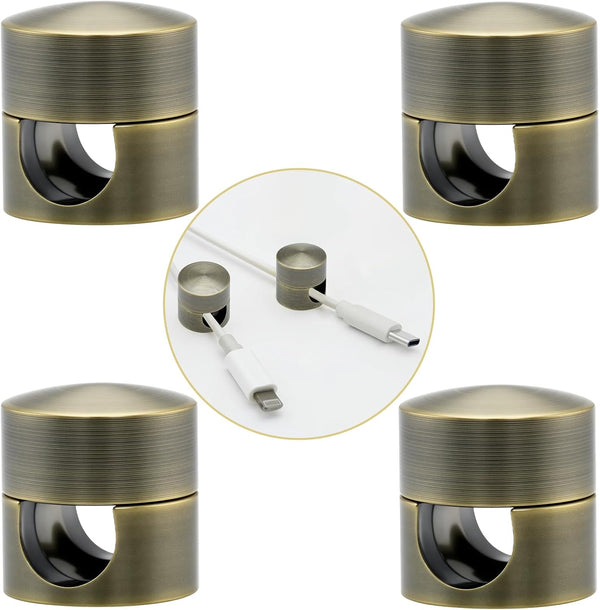 Hpgoxkd 4 Sets Cord Holder for Nightstand,Antique Copper Metal Charger Holders for Cords